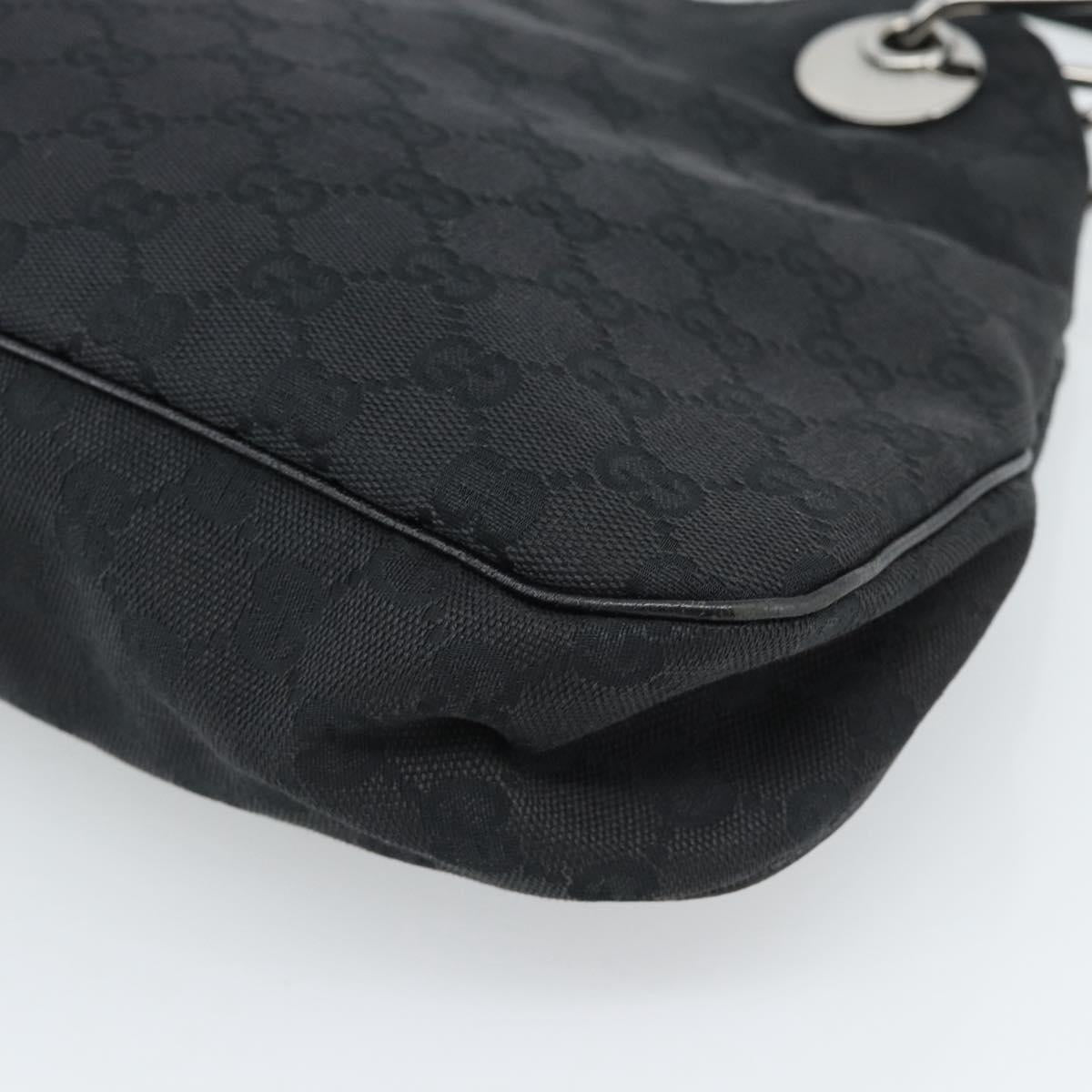 GUCCI GG Canvas Hand Bag Black Silver 121023 Auth 185252A