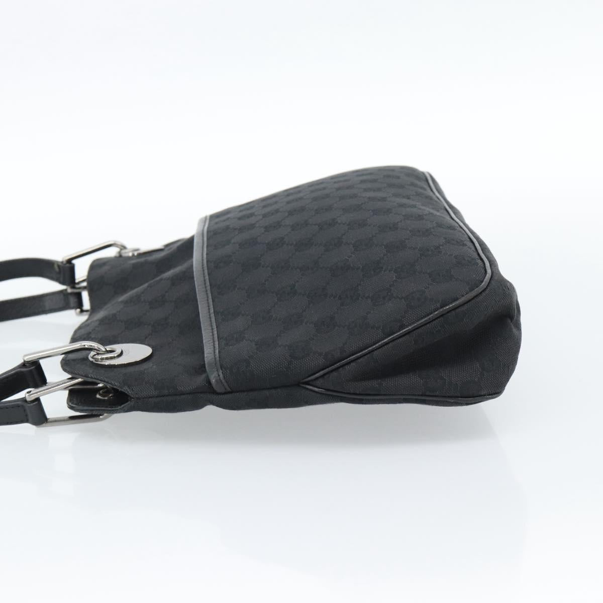 GUCCI GG Canvas Hand Bag Black Silver 121023 Auth 185252A