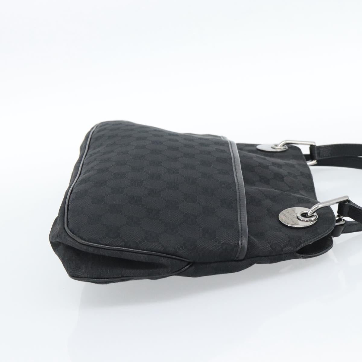GUCCI GG Canvas Hand Bag Black Silver 121023 Auth 185252A