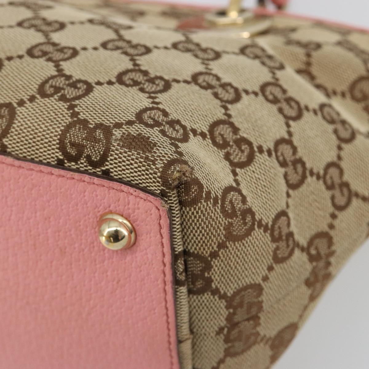 GUCCI GG Canvas Hand Bag Pink Gold 120844 Auth 185253