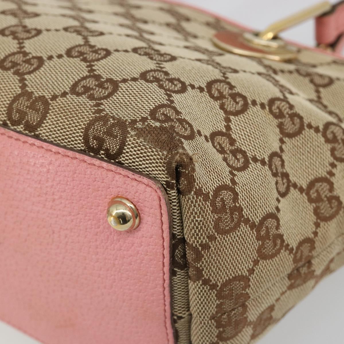 GUCCI GG Canvas Hand Bag Pink Gold 120844 Auth 185253