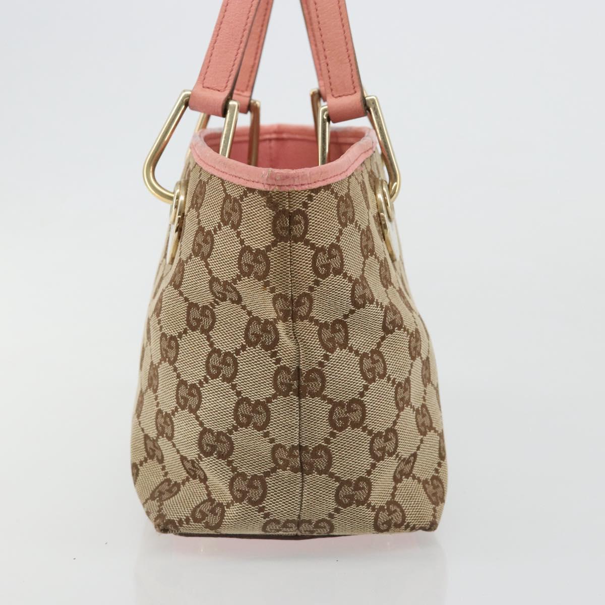 GUCCI GG Canvas Hand Bag Pink Gold 120844 Auth 185253