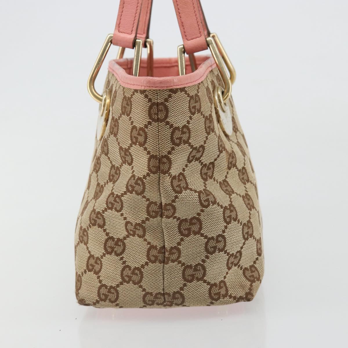 GUCCI GG Canvas Hand Bag Pink Gold 120844 Auth 185253
