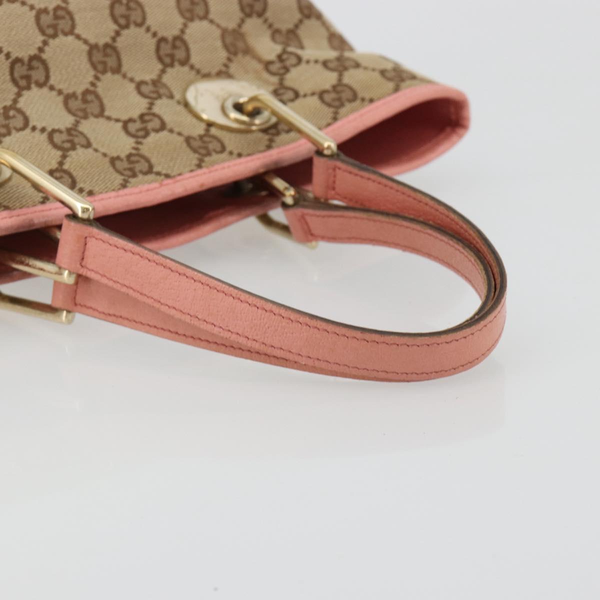 GUCCI GG Canvas Hand Bag Pink Gold 120844 Auth 185253