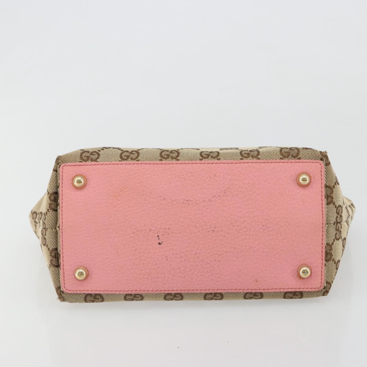 GUCCI GG Canvas Hand Bag Pink Gold 120844 Auth 185253