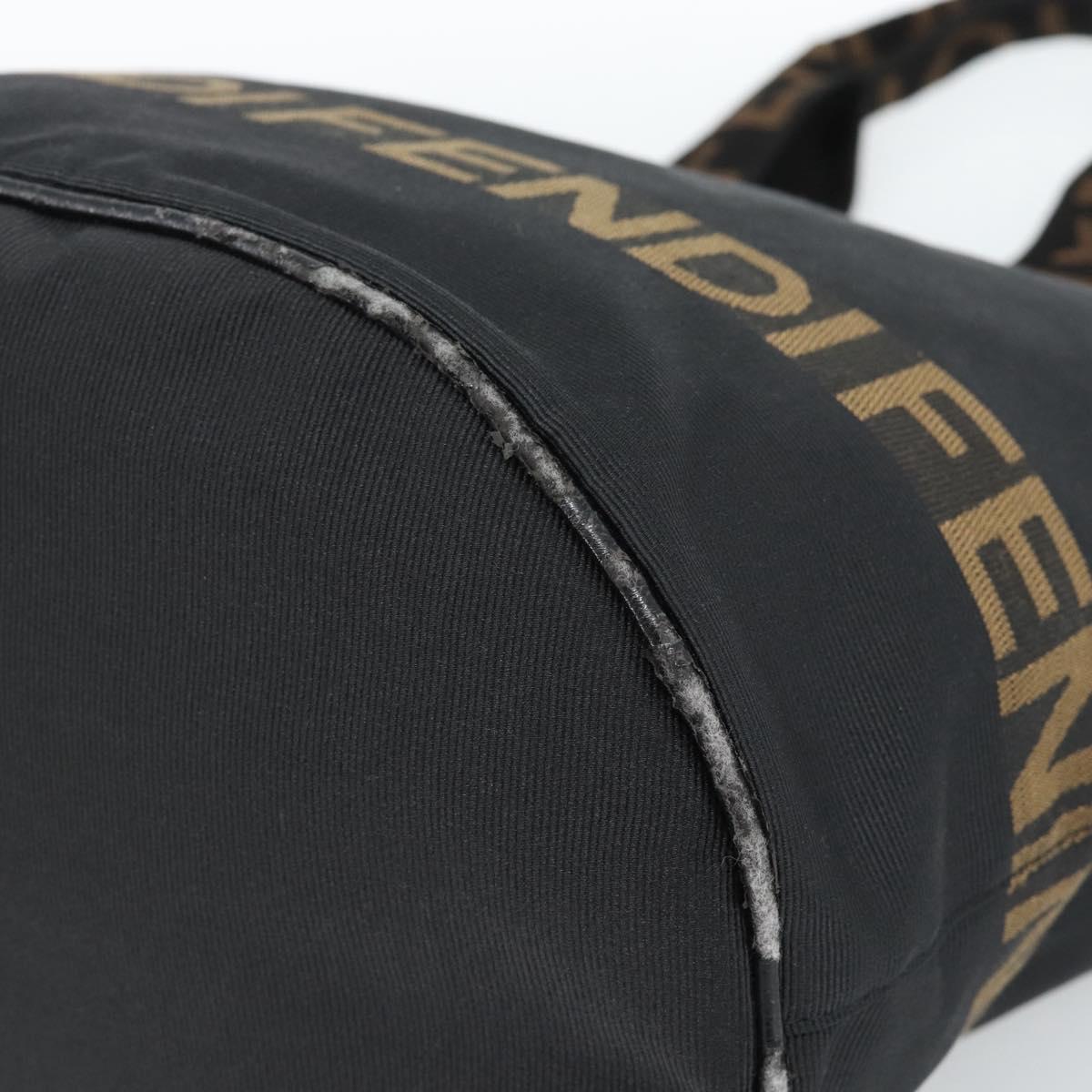 FENDI Tote Bag Canvas Black Gold Auth 185254