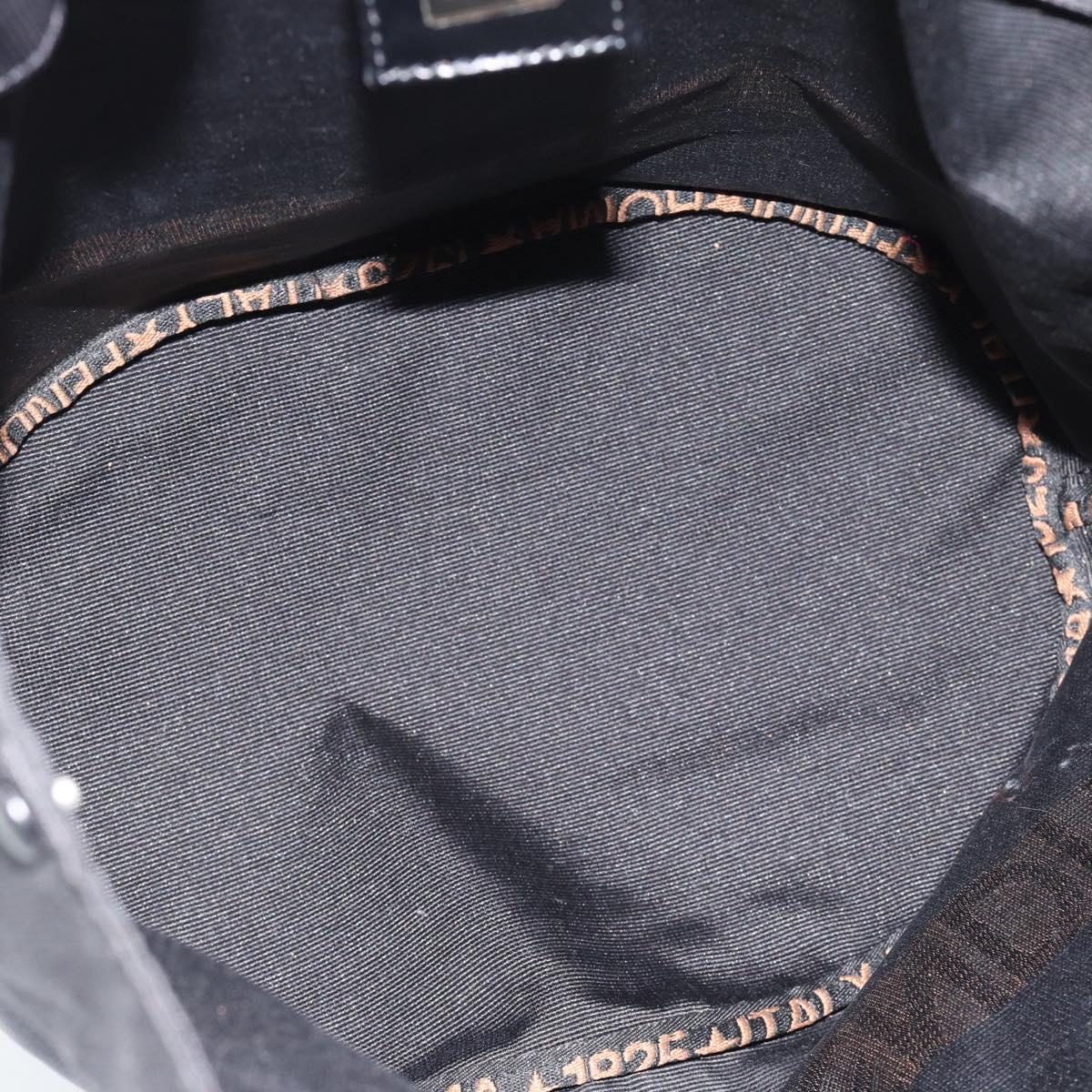 FENDI Tote Bag Canvas Black Gold Auth 185254