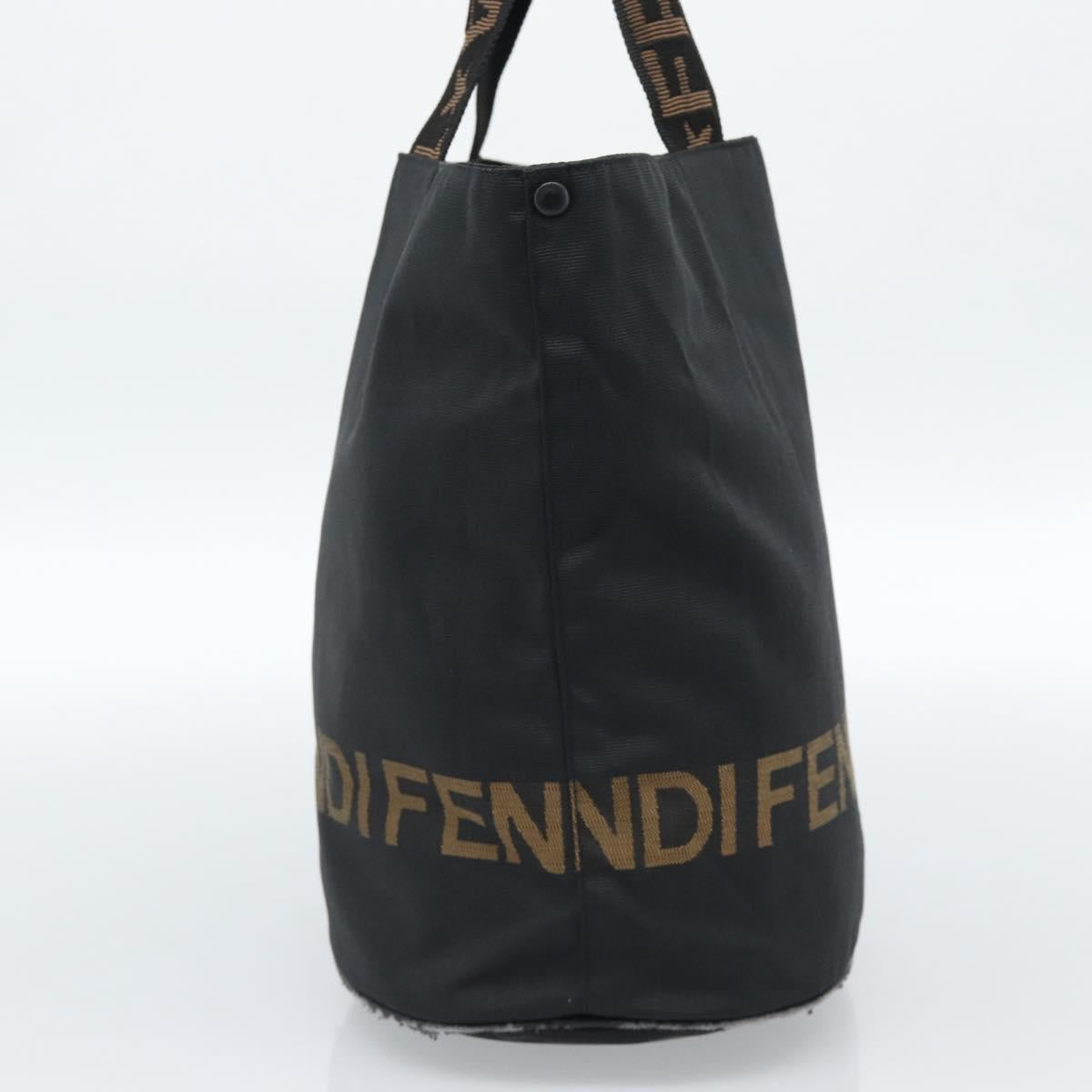 FENDI Tote Bag Canvas Black Gold Auth 185254