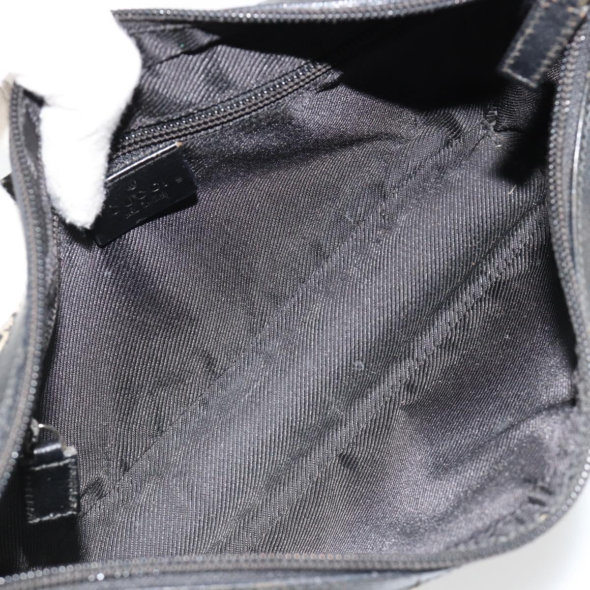 GUCCI GG Canvas Shoulder Bag Black Gold 019 0433 Auth 185255