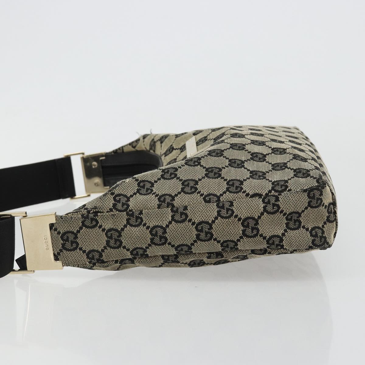 GUCCI GG Canvas Shoulder Bag Black Gold 019 0433 Auth 185255