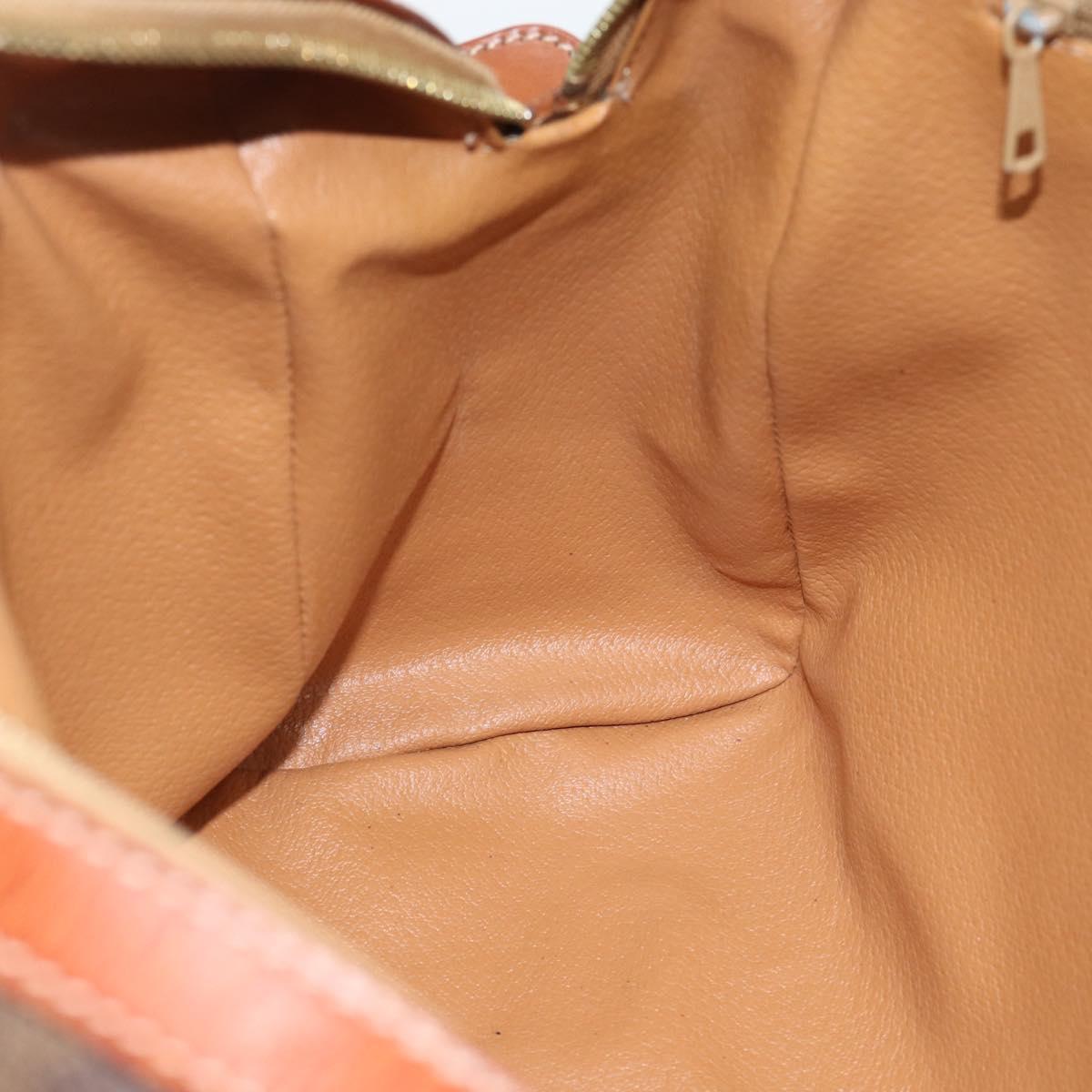 CELINE Macadam Canvas Hand Bag PVC Leather Brown Gold Auth 185260A