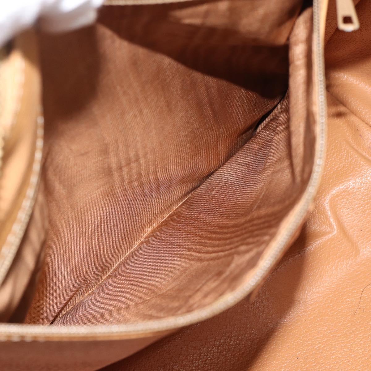 CELINE Macadam Canvas Hand Bag PVC Leather Brown Gold Auth 185260A