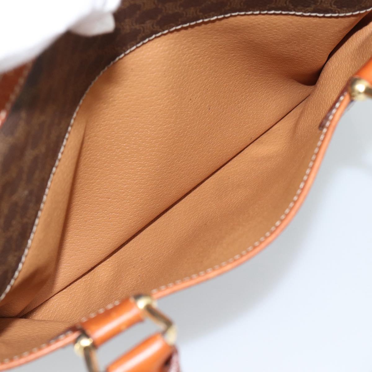 CELINE Macadam Canvas Hand Bag PVC Leather Brown Gold Auth 185260A