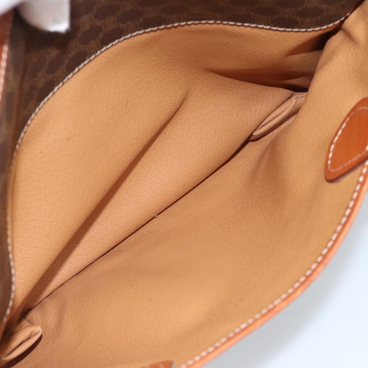 CELINE Macadam Canvas Hand Bag PVC Leather Brown Gold Auth 185260A