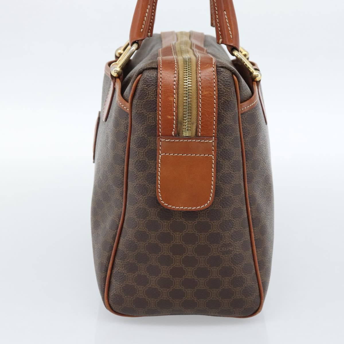CELINE Macadam Canvas Hand Bag PVC Leather Brown Gold Auth 185260A