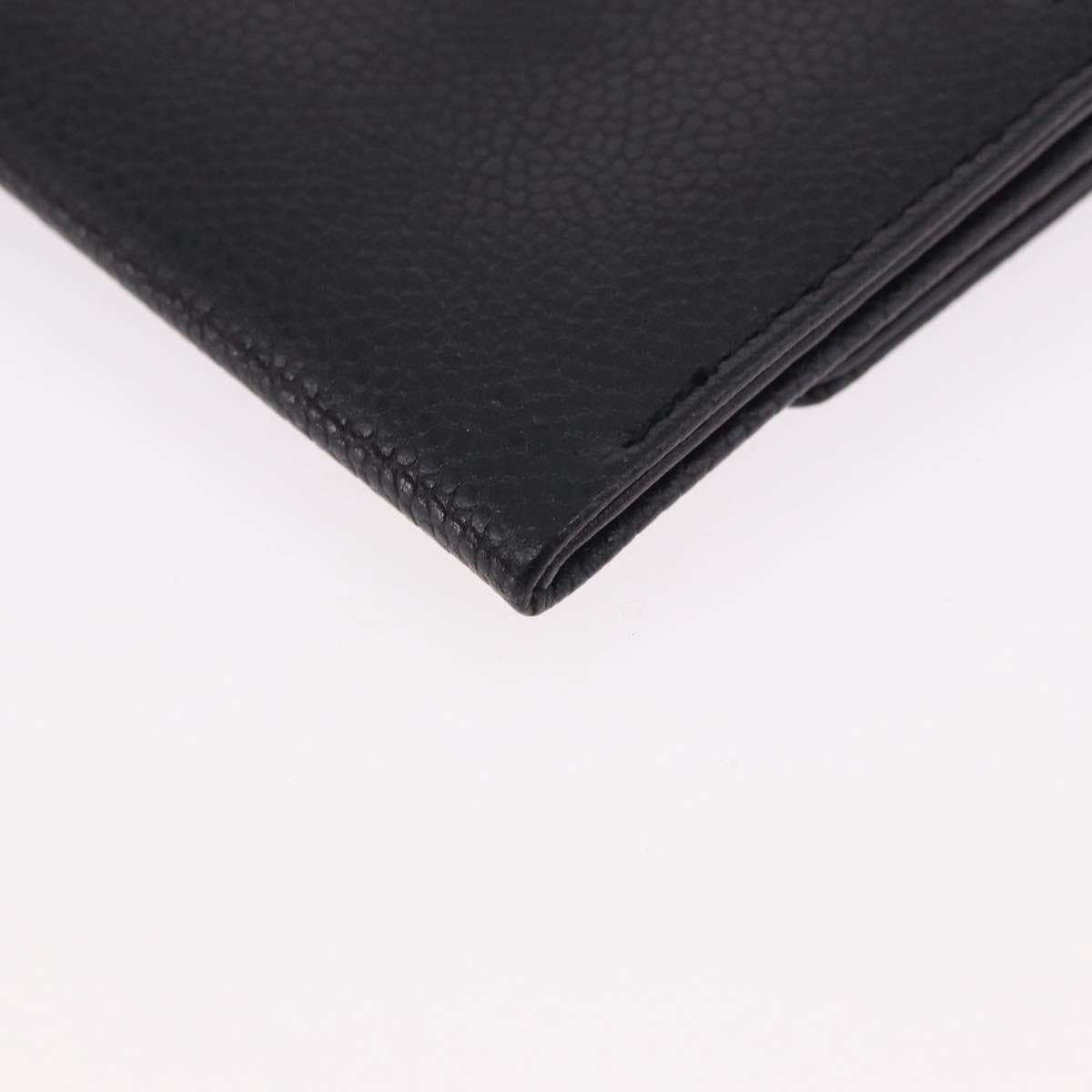 CHANEL COCO Mark Pouch Caviar Skin Black Gold CC Auth 185262V