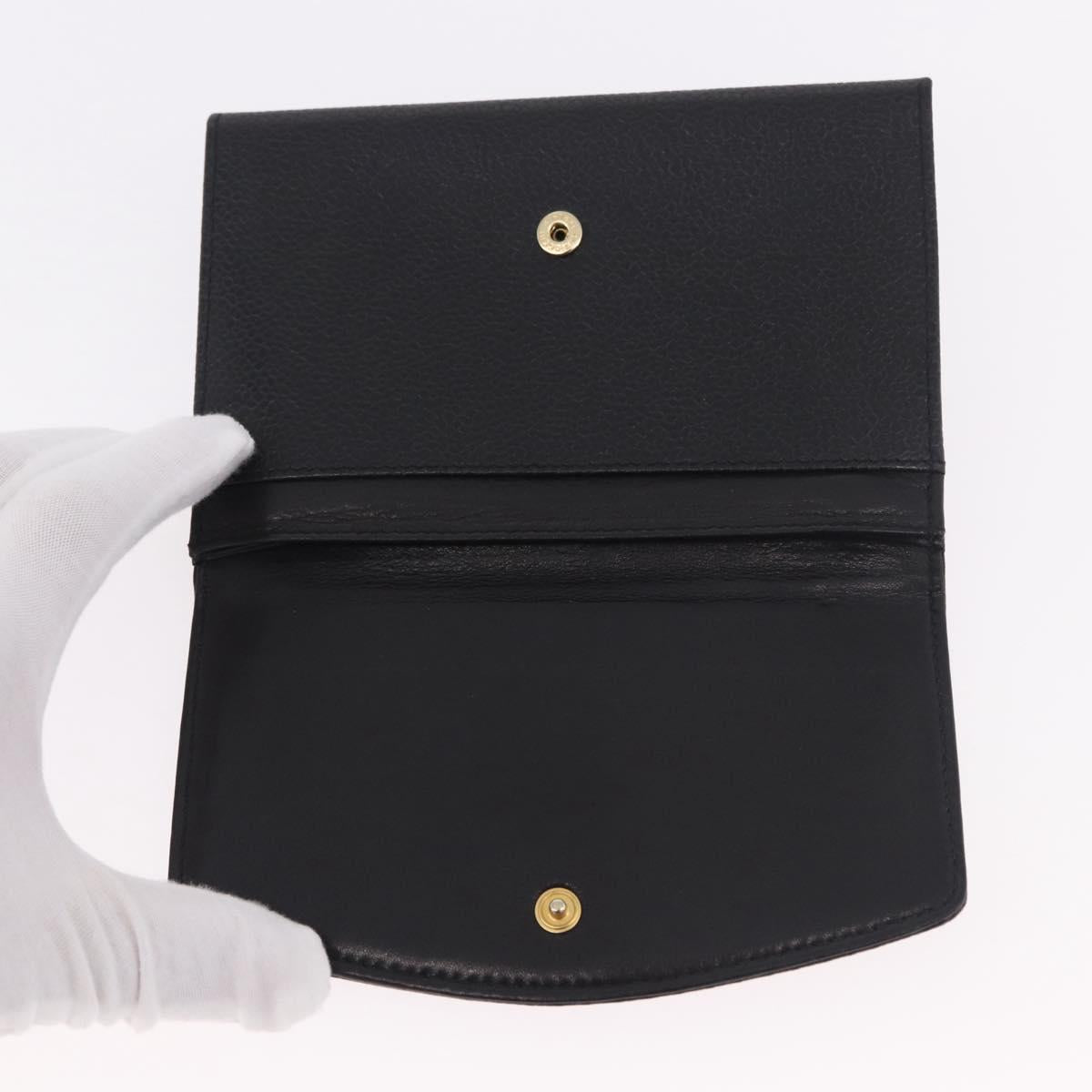 CHANEL COCO Mark Pouch Caviar Skin Black Gold CC Auth 185262V