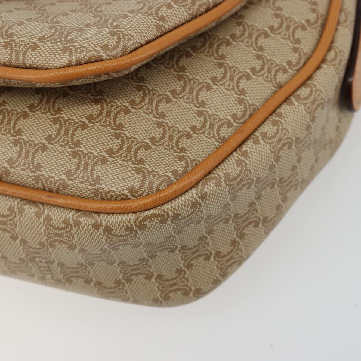 CELINE Macadam Canvas Shoulder Bag PVC Beige Gold Auth 185263