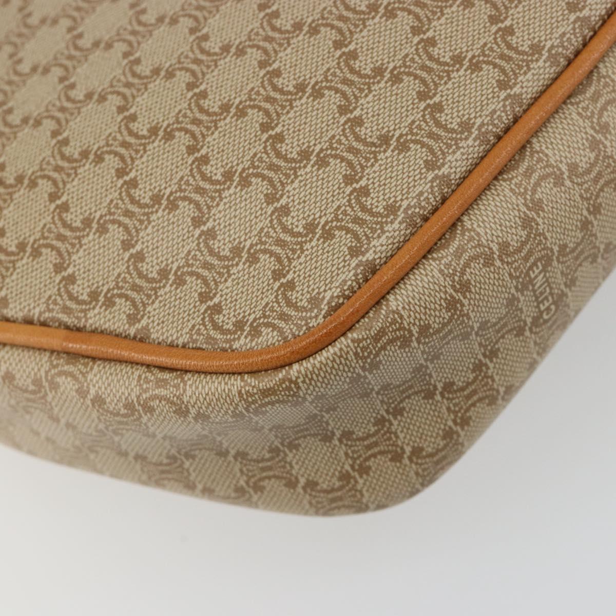 CELINE Macadam Canvas Shoulder Bag PVC Beige Gold Auth 185263