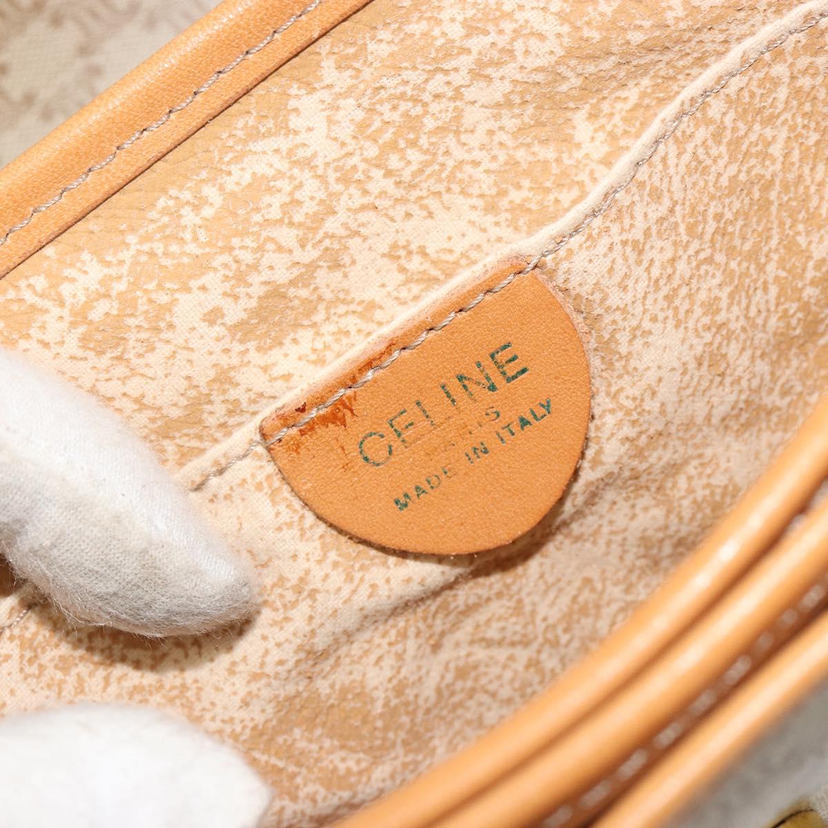 CELINE Macadam Canvas Shoulder Bag PVC Beige Gold Auth 185263