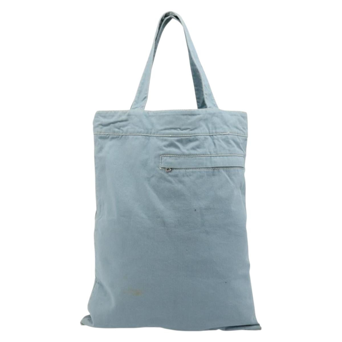 PRADA Sports Line Tote Bag Canvas Light Blue Silver Auth 185264
