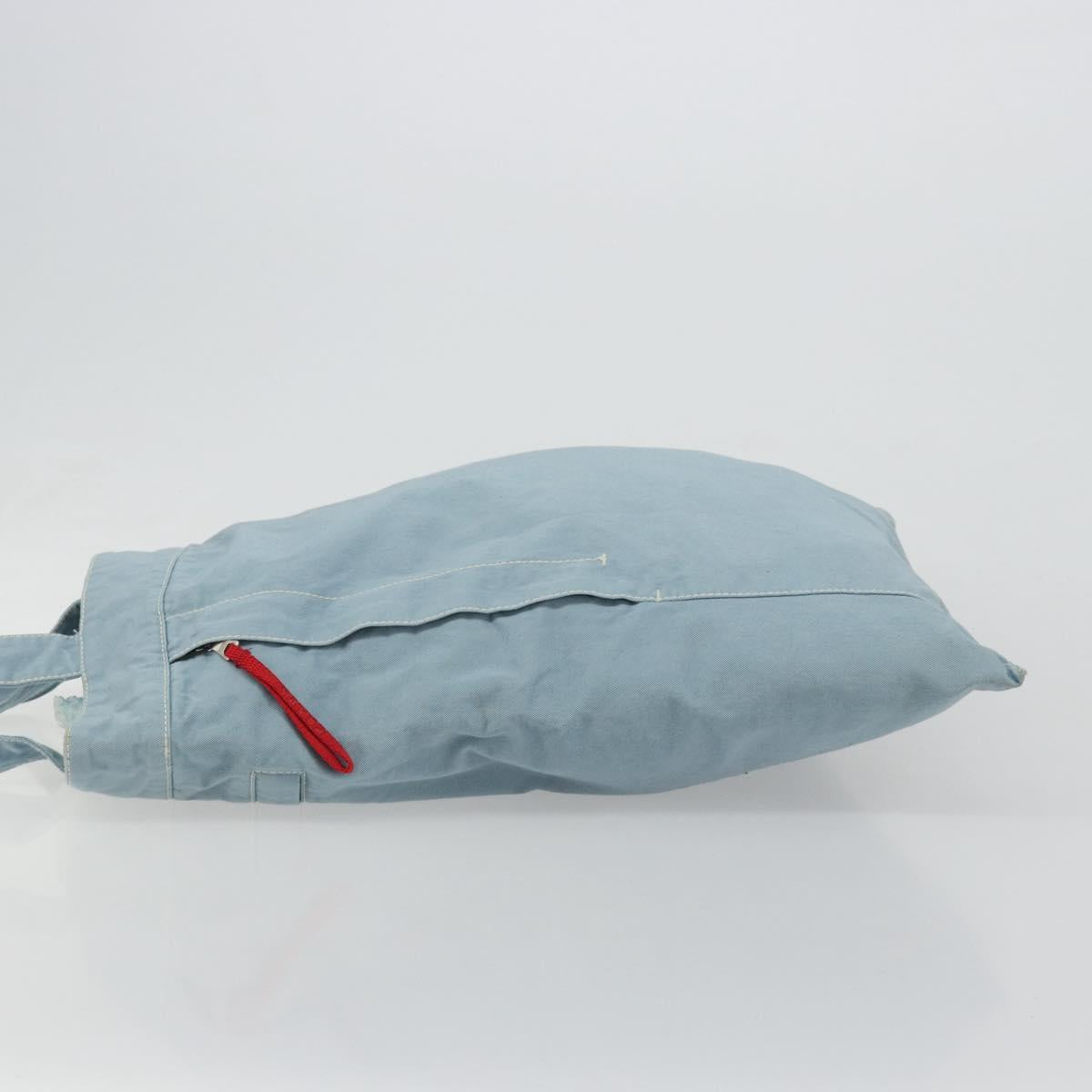 PRADA Sports Line Tote Bag Canvas Light Blue Silver Auth 185264