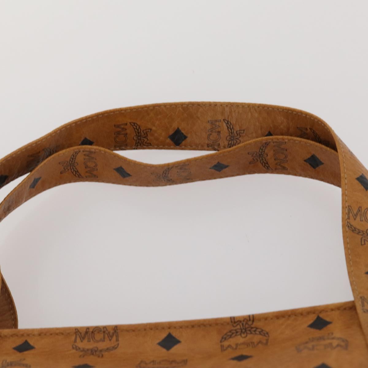 MCM Vicetos Logogram Tote Bag PVC Leather 2 Set Brown Gold Auth 185266