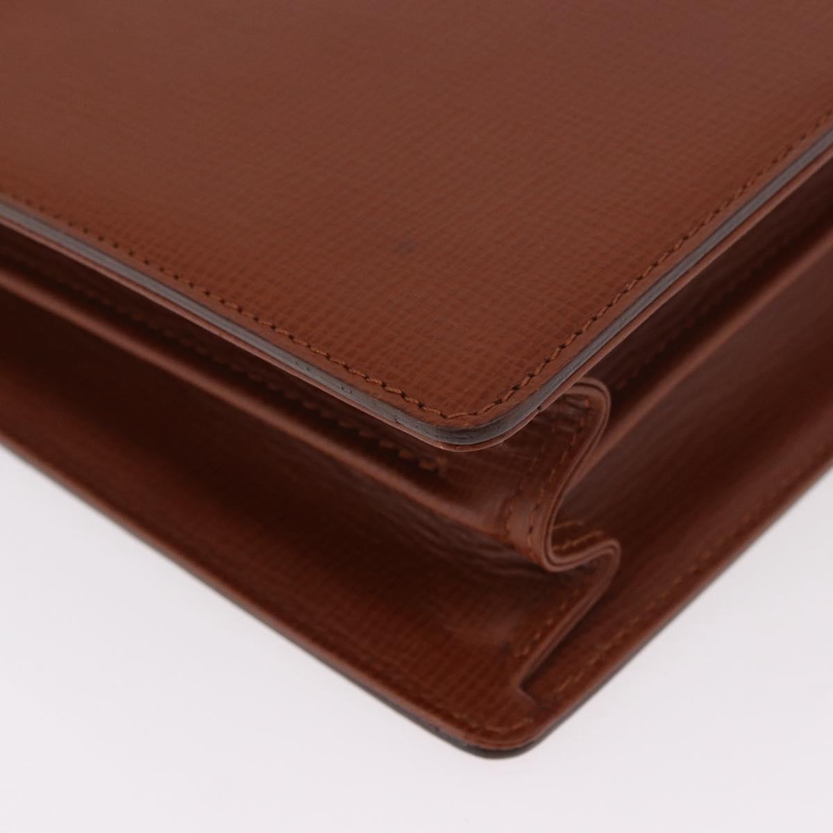 Burberrys Business Bag Leather Brown Gold Auth 185267