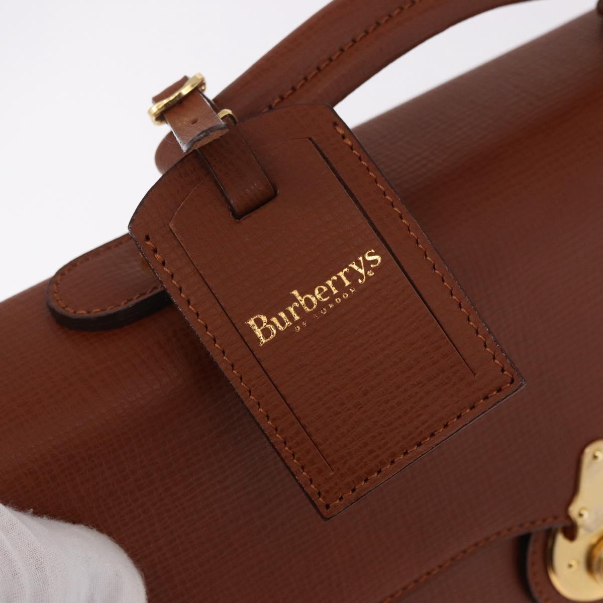 Burberrys Business Bag Leather Brown Gold Auth 185267