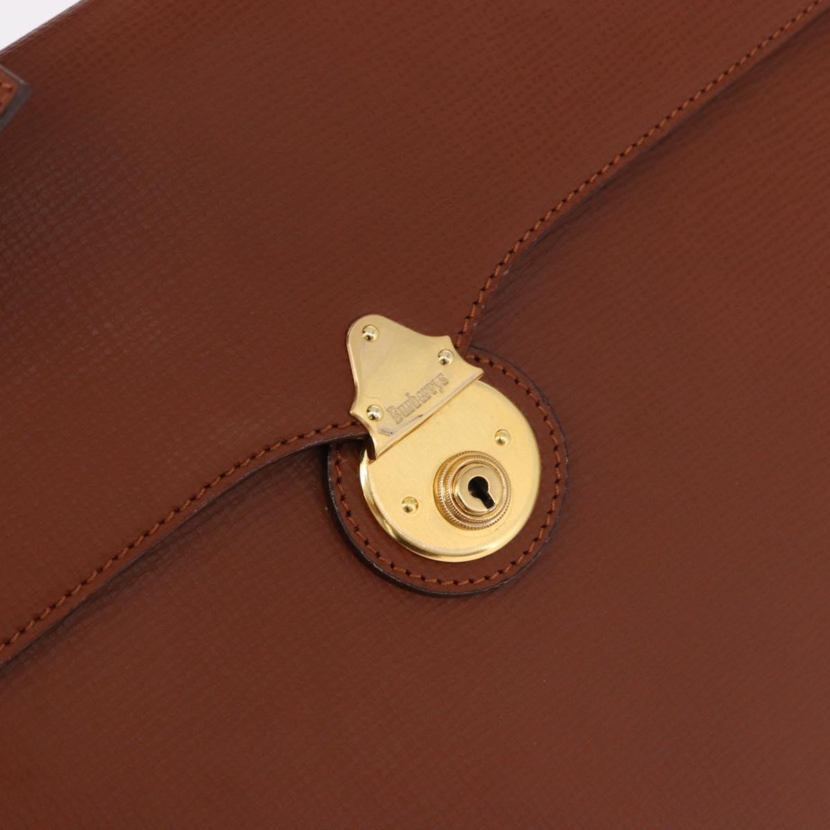 Burberrys Business Bag Leather Brown Gold Auth 185267