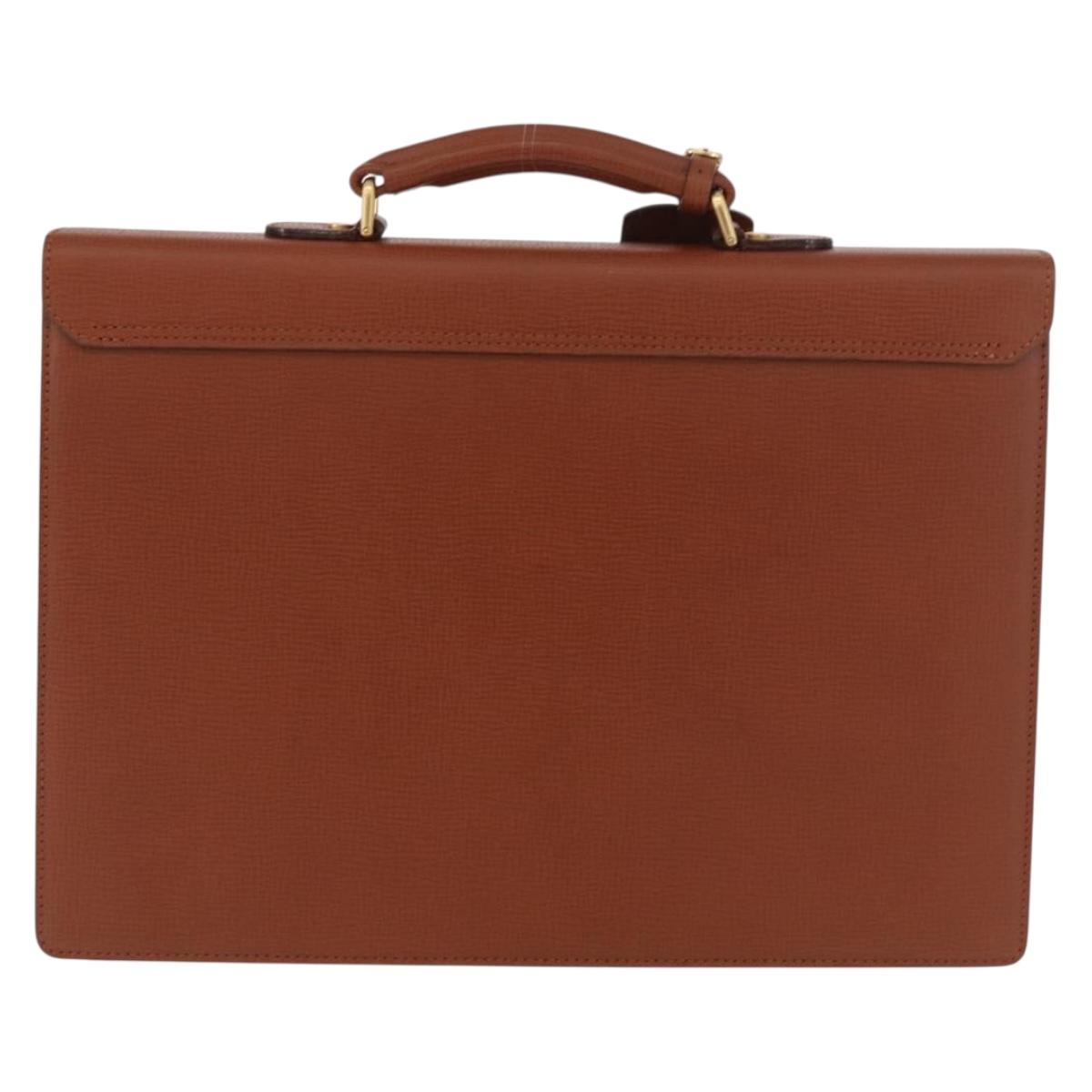 Burberrys Business Bag Leather Brown Gold Auth 185267