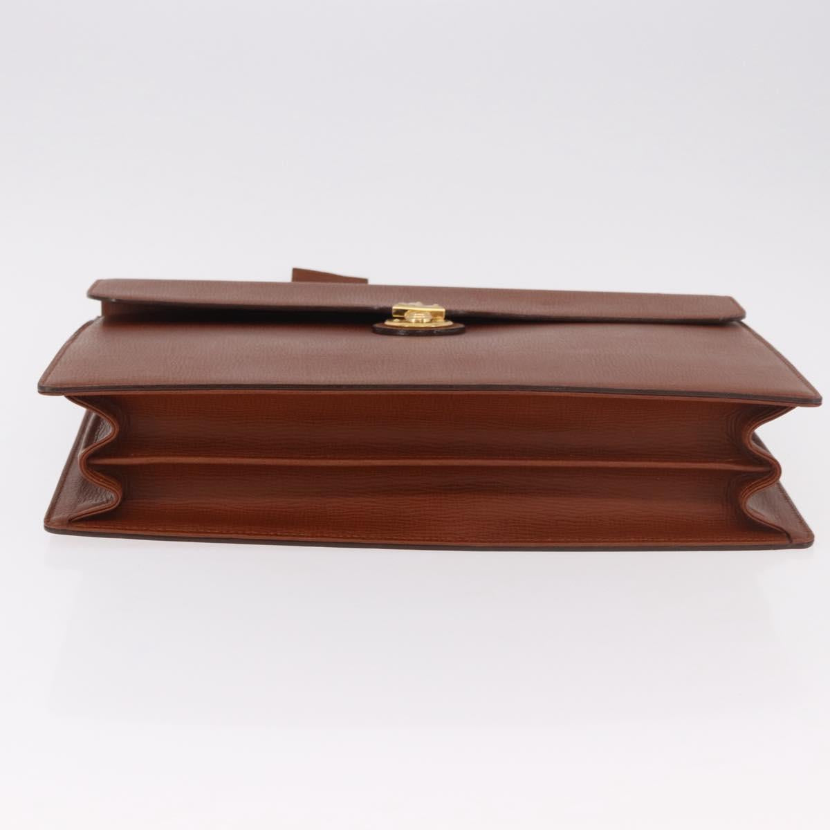 Burberrys Business Bag Leather Brown Gold Auth 185267