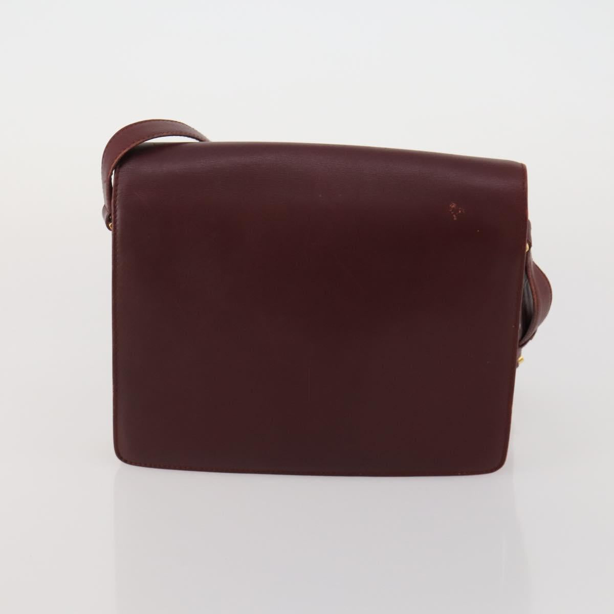 CARTIER Must Line Shoulder Bag Leather 2 Set Bordeaux Auth 185268
