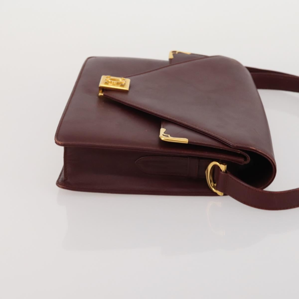 CARTIER Must Line Shoulder Bag Leather 2 Set Bordeaux Auth 185268