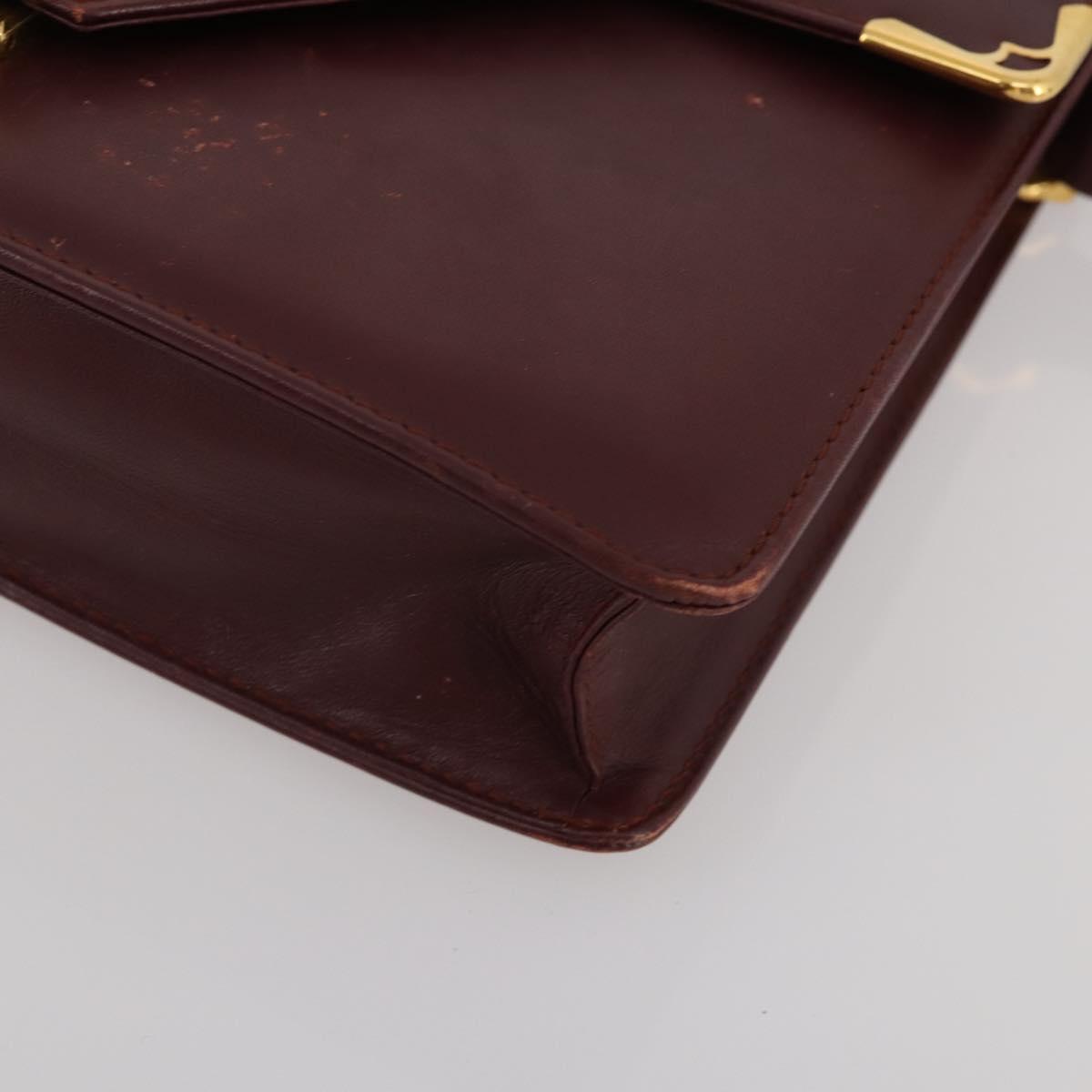 CARTIER Must Line Shoulder Bag Leather 2 Set Bordeaux Auth 185268