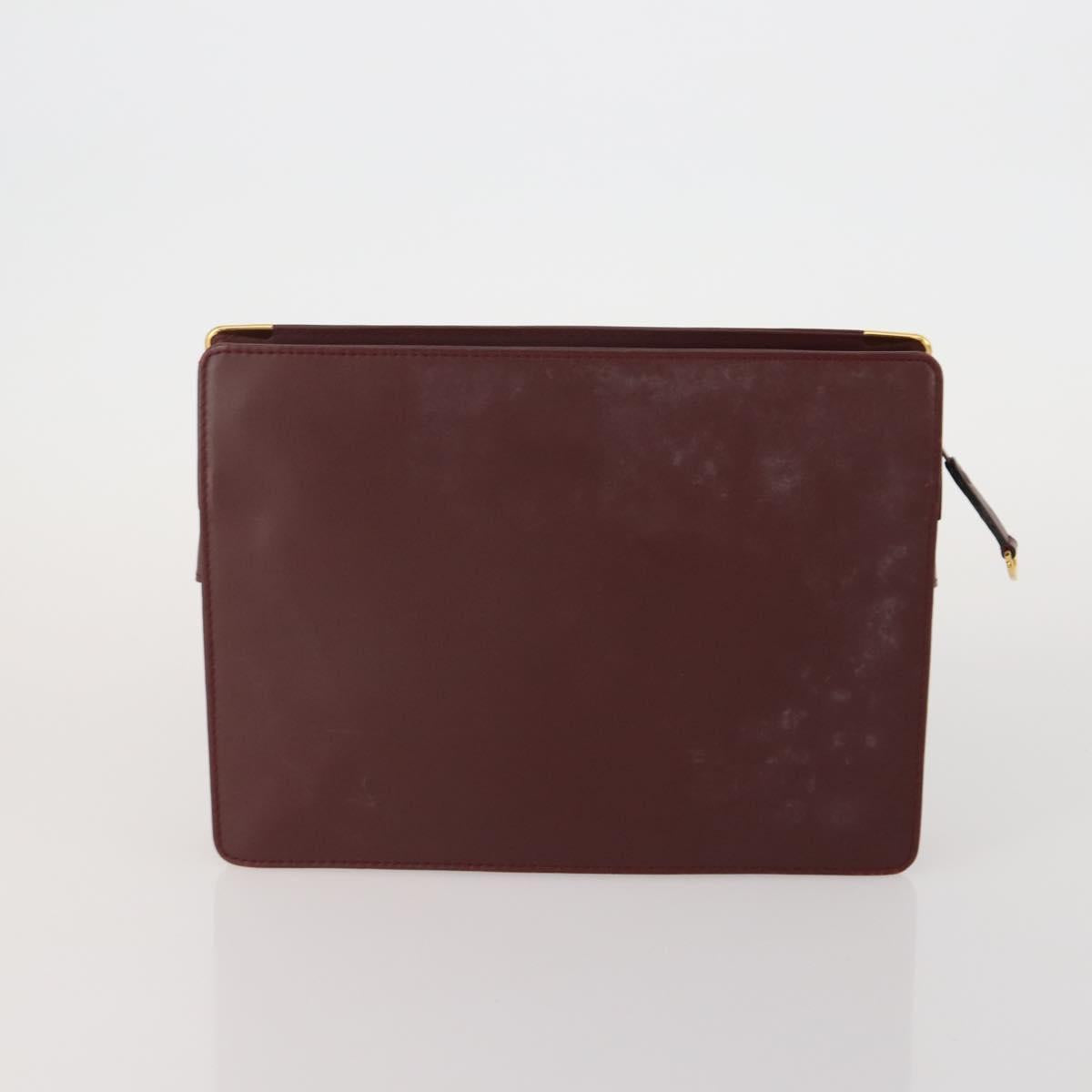 CARTIER Must Line Shoulder Bag Leather 2 Set Bordeaux Auth 185268