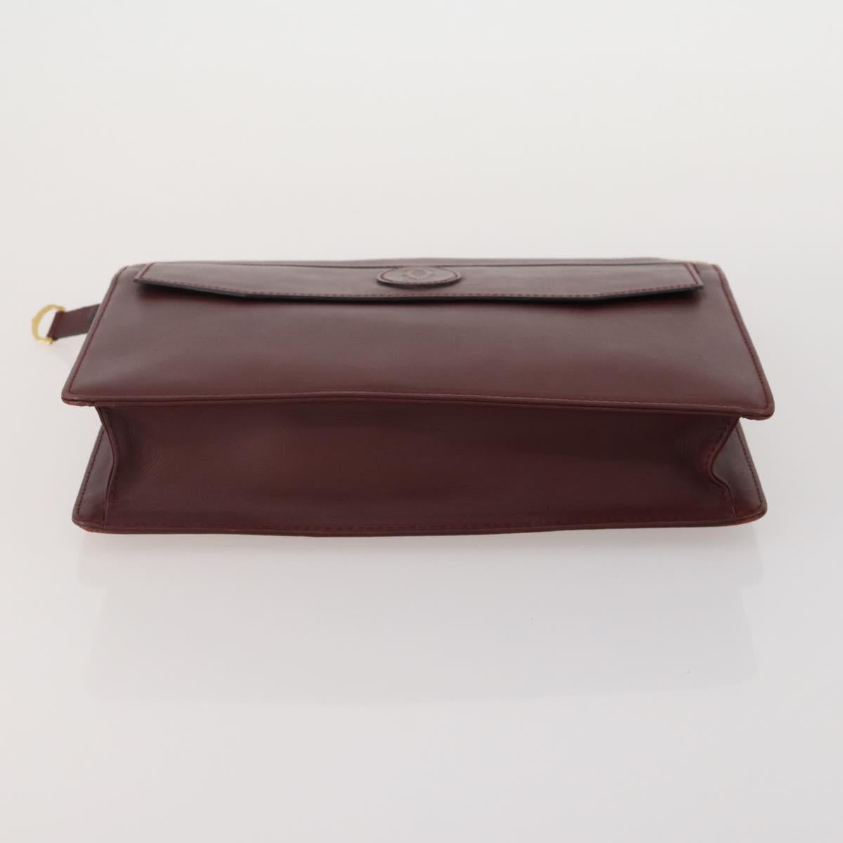 CARTIER Must Line Shoulder Bag Leather 2 Set Bordeaux Auth 185268