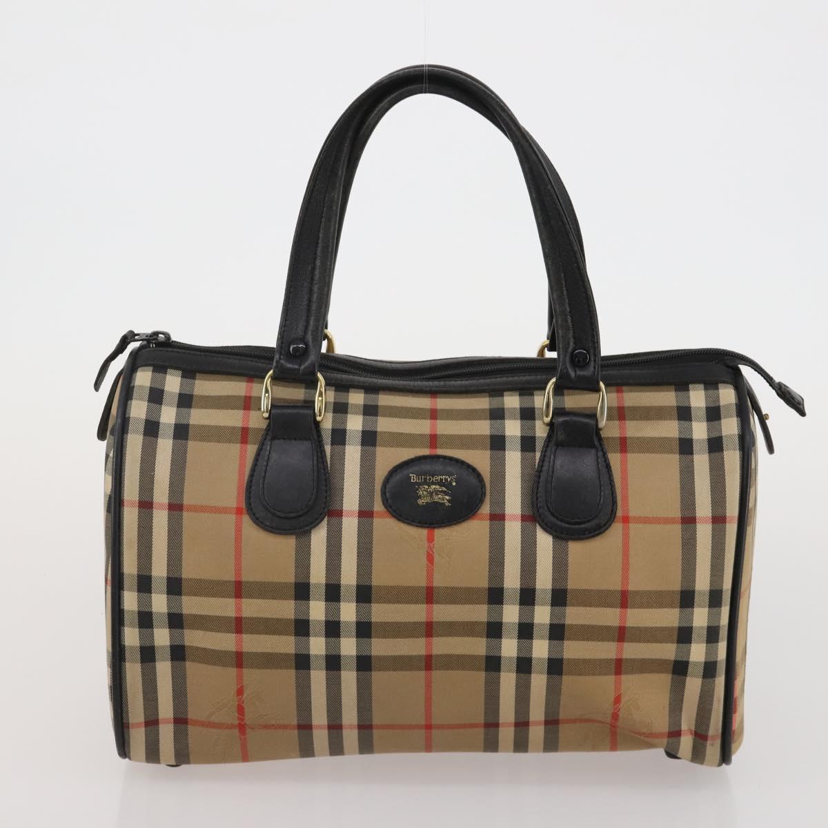 Burberrys Nova Check Boston Bag Canvas 2 Set Black Auth 185269