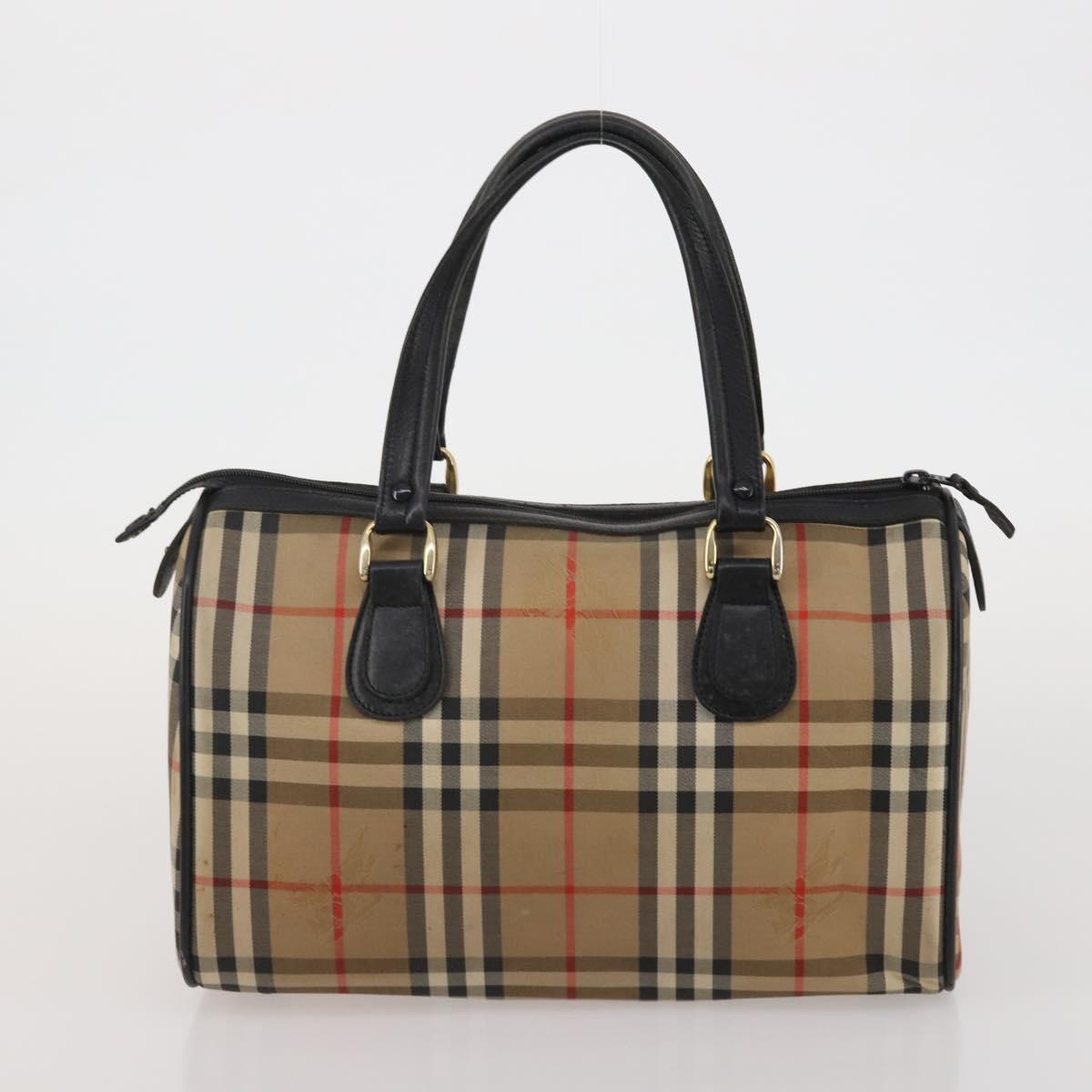 Burberrys Nova Check Boston Bag Canvas 2 Set Black Auth 185269