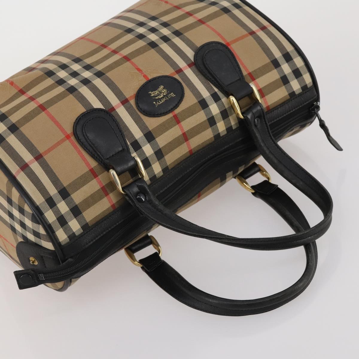 Burberrys Nova Check Boston Bag Canvas 2 Set Black Auth 185269