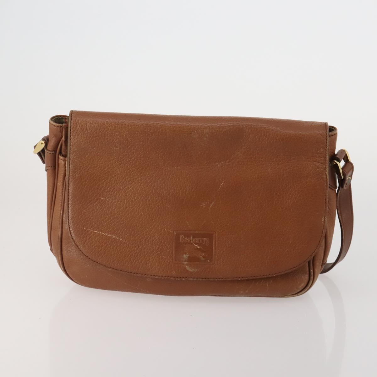 Burberrys Shoulder Bag Leather Canvas 3 Set Brown Beige Auth 185270