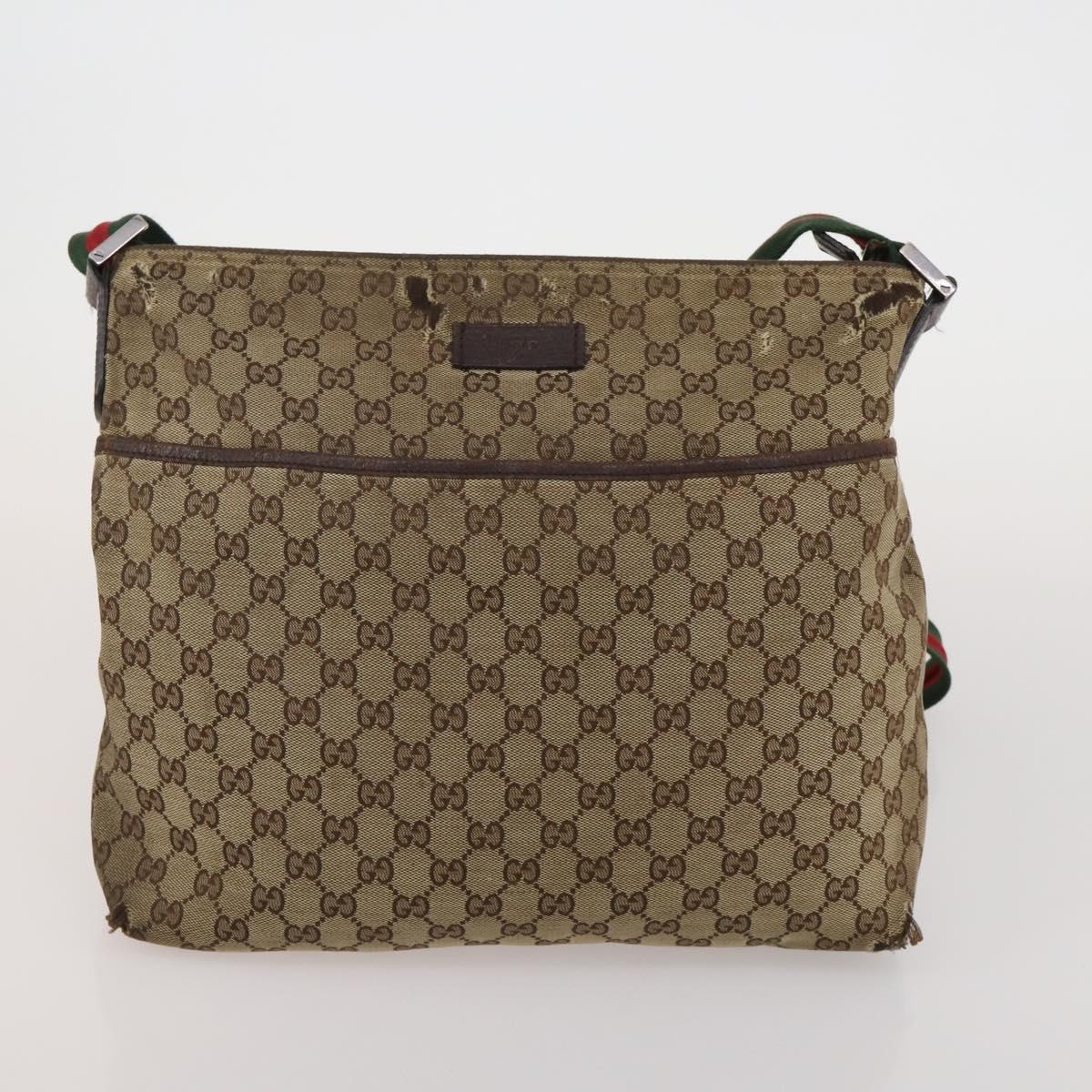 GUCCI GG Canvas GG Crystal Web Sherry Line Bag Coated Canvas 4 Set Auth 185272