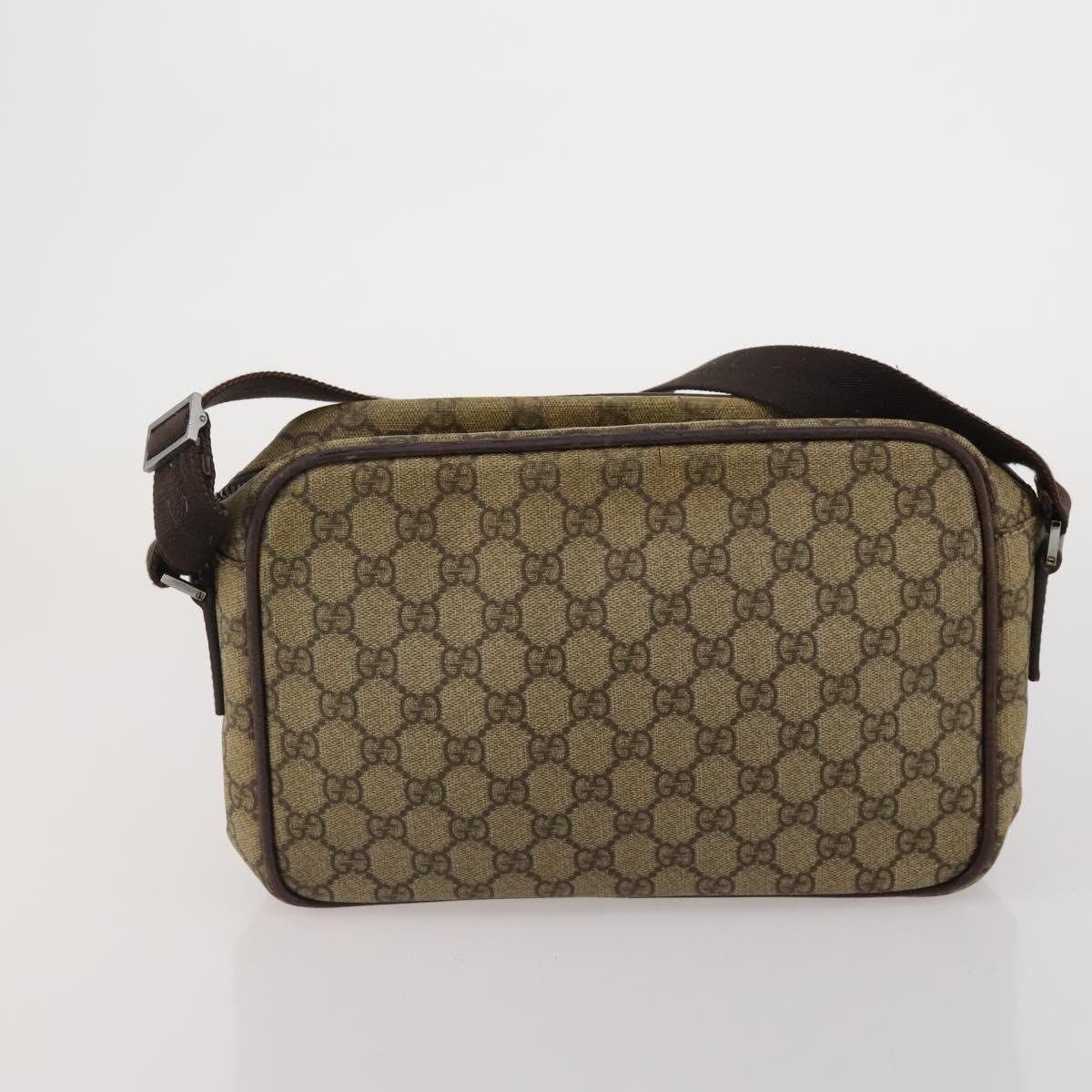 GUCCI GG Supreme Sherry Line Shoulder Bag PVC 3 Set Navy Beige Auth 185273