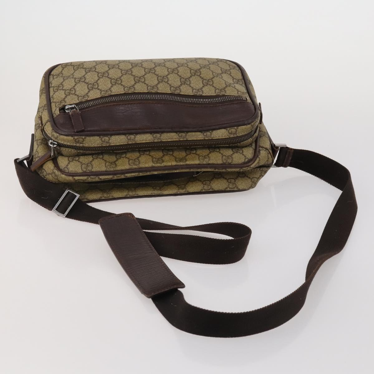 GUCCI GG Supreme Sherry Line Shoulder Bag PVC 3 Set Navy Beige Auth 185273