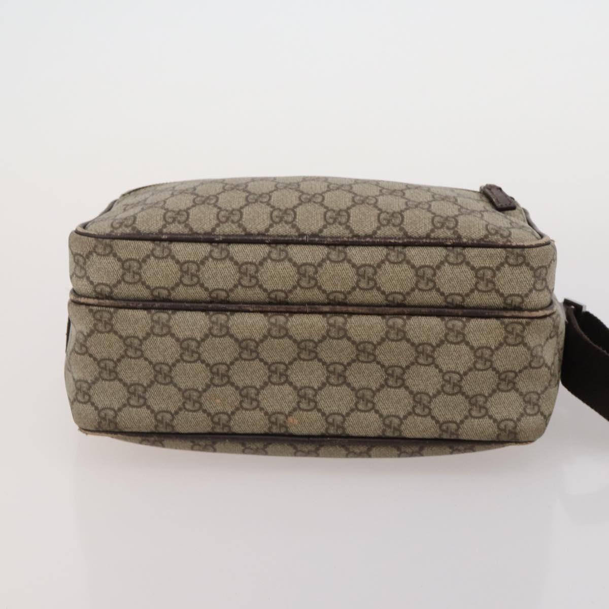 GUCCI GG Supreme Sherry Line Shoulder Bag PVC 3 Set Navy Beige Auth 185273