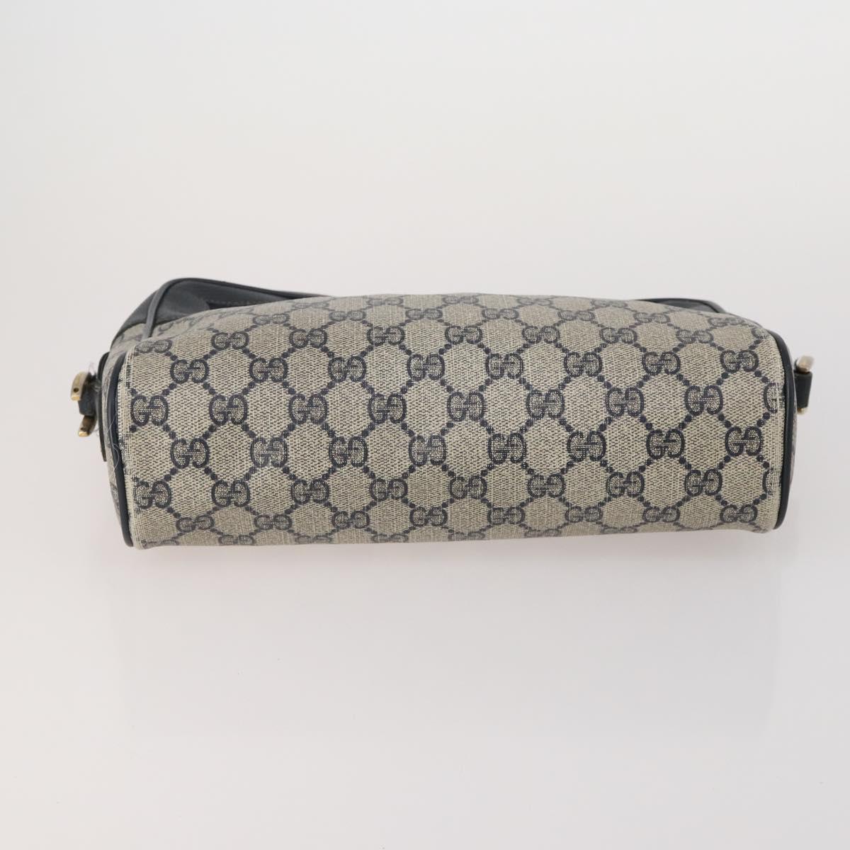 GUCCI GG Supreme Sherry Line Shoulder Bag PVC 3 Set Navy Beige Auth 185273