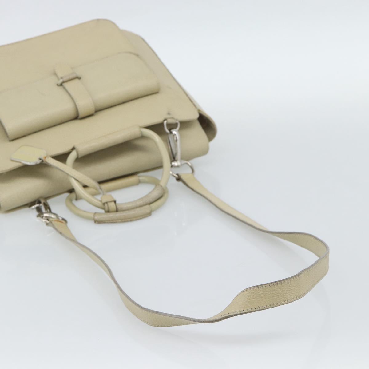GUCCI Hand Bag Leather 2way White Silver 000 2058 0307 5 Auth 185278