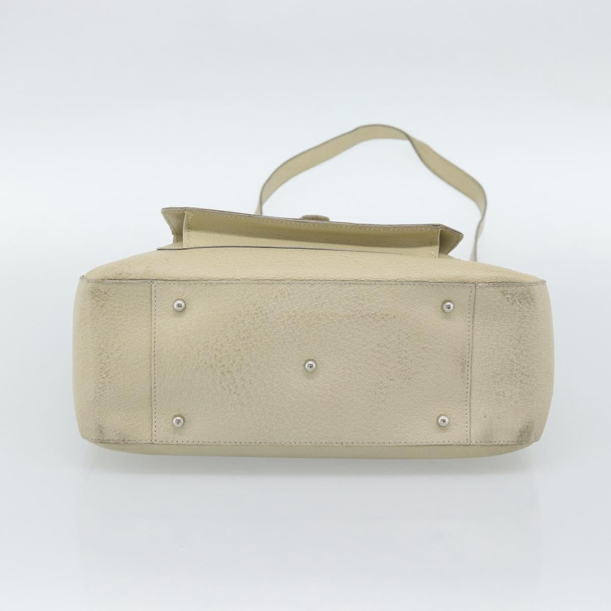 GUCCI Hand Bag Leather 2way White Silver 000 2058 0307 5 Auth 185278