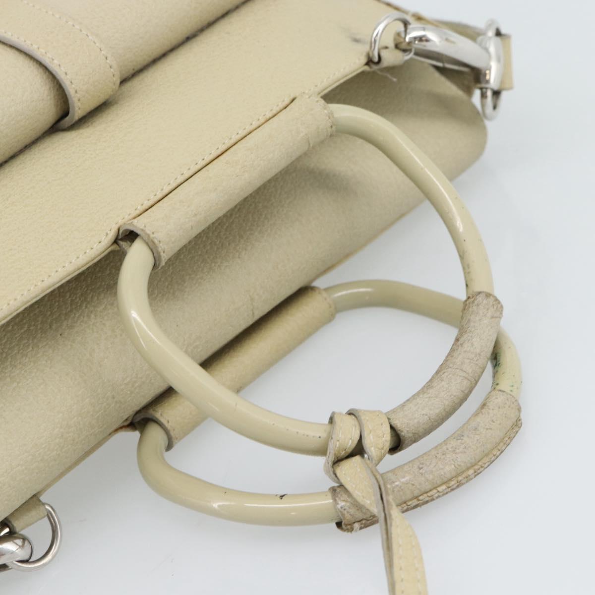 GUCCI Hand Bag Leather 2way White Silver 000 2058 0307 5 Auth 185278