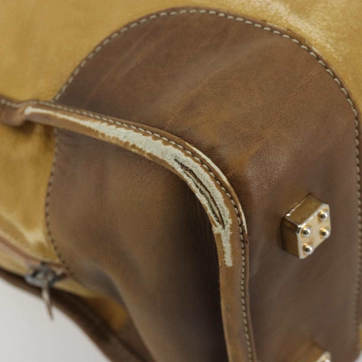 LOEWE Anagram Amazonas Hand Bag Leather Beige Gold Auth 185279